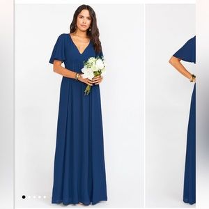 Emily Maxi Dress ~ Rich Navy Crisp Size S